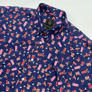 F/X Fusion Cocktail Button-up Shirt Men’s L S/S Blue Vacation Cruise Resort‎